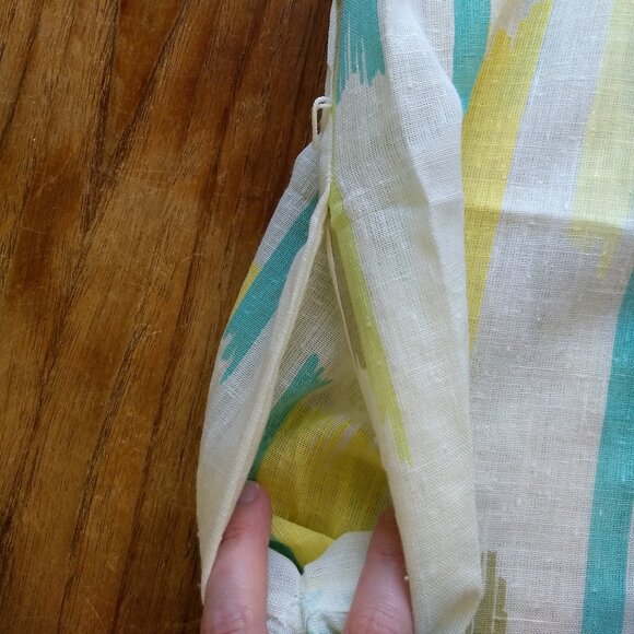 Dimonelli Striped Long Sleeve Collared Dress Size Vintage 12 Retro Yellow White - Picture 10 of 15